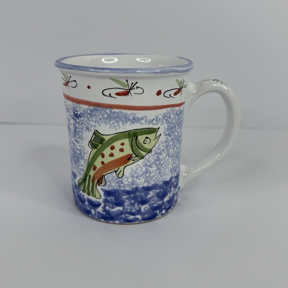 VTG Trout Fly Fishing Mug 16 Oz Mesa International Signed Hand Crafted Hungary
